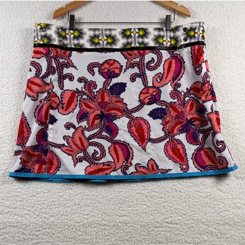Zand Amsterdam Reversible Wrap Skirt Snap Waist Adjustable Floral Boho Mini OS